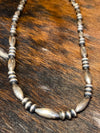 Polished Sterling Navajo Oval & Saucer Bead Necklace - 18"