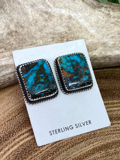 Allison Kingman Boulder Turquoise Stud Earrings