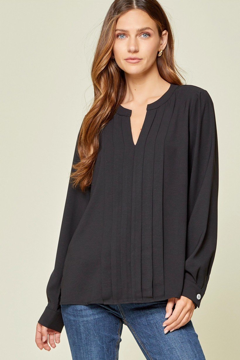 Paula Pleated Blouse - Black