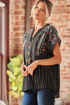 Jamie Aztec Striped Embroidered Blouse