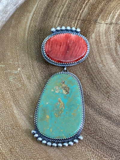 Oster Double Stone Spiny & Turquoise Pendant