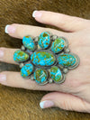 Ava Turquoise Floral Cluster Adjustable Ring