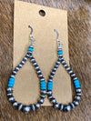 Yucatan Varied Navajo Fish Hook Earrings With Turquoise - 2.75"
