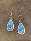 Sterling Woven Teardrop Earrings - Turquoise