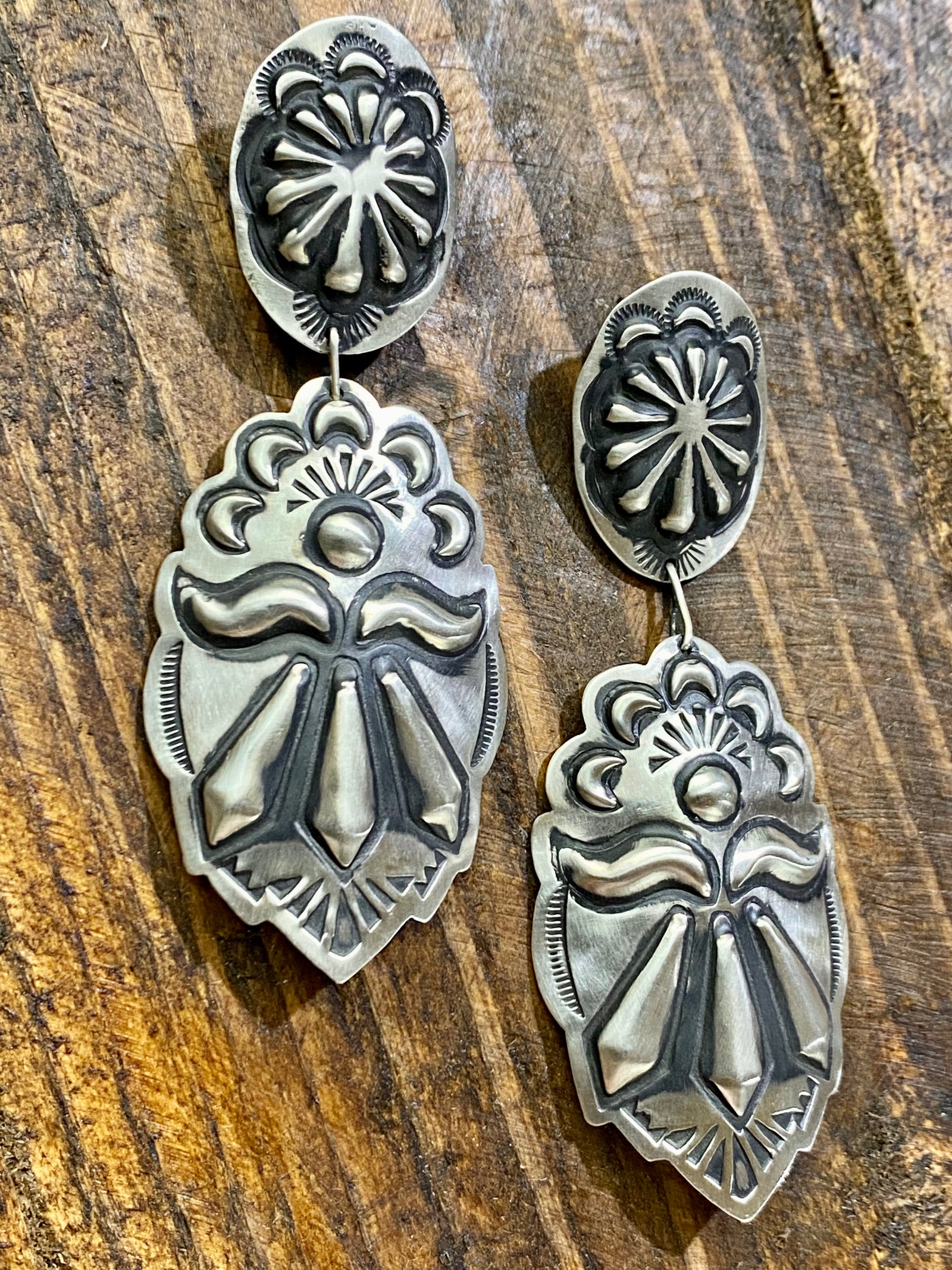 Guardian Angel Sterling Stamped Concho Post Earrings