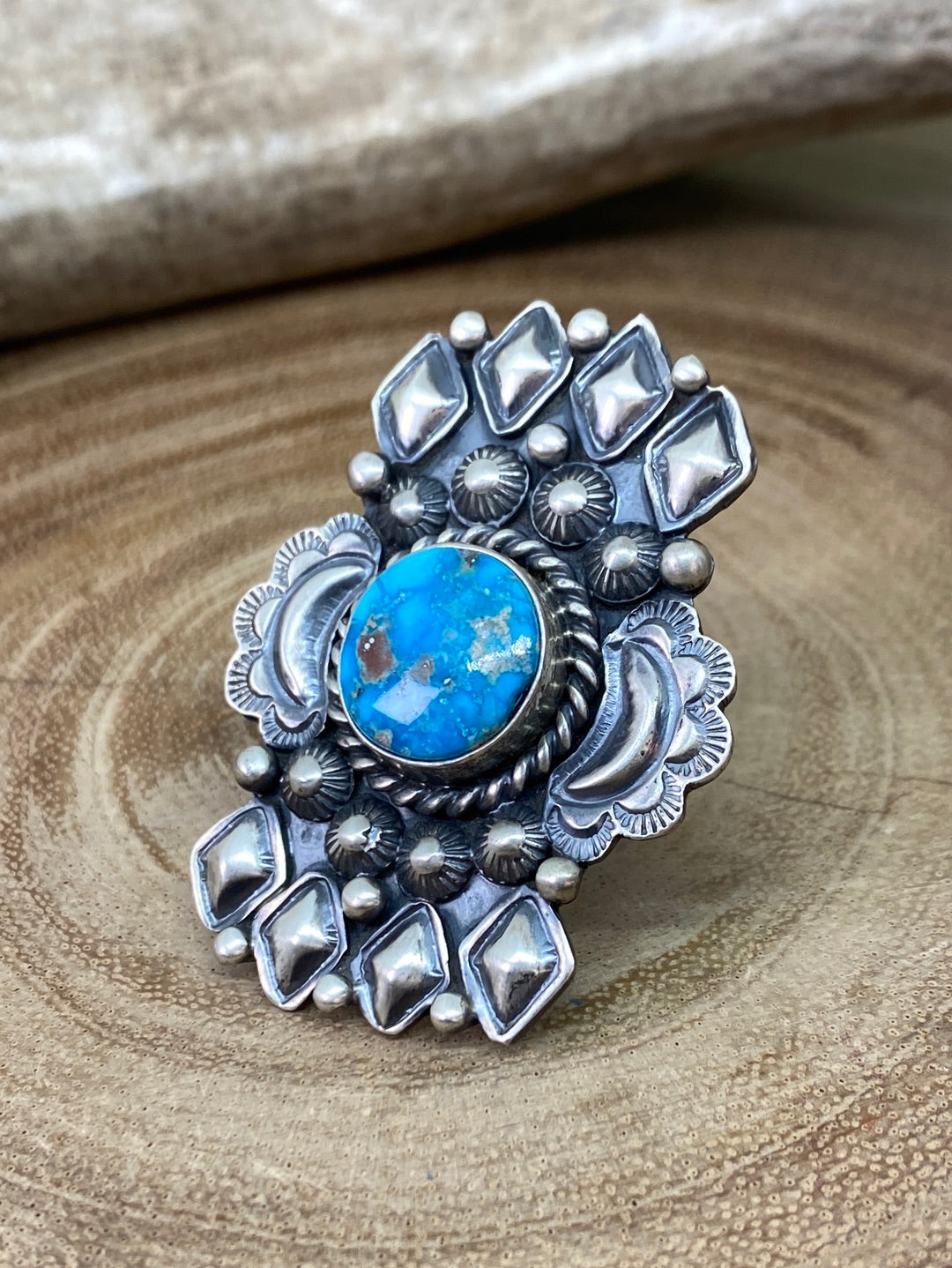 Jeff James Turquoise & Sterling Silver Ring Size 8.5