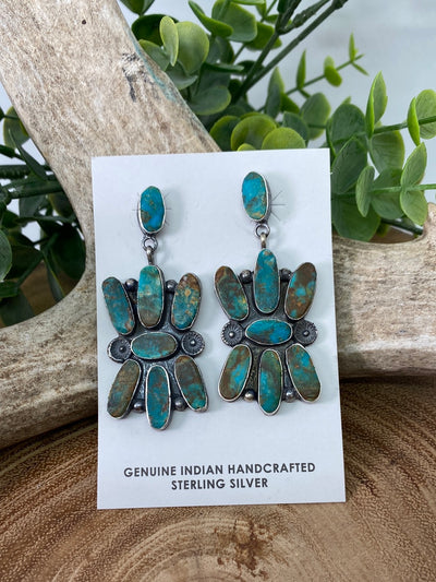 Calypso 8 Stone Sterling Earrings - Turquoise