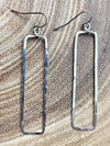 Hammered Geometric Rectangle Earring - Silver