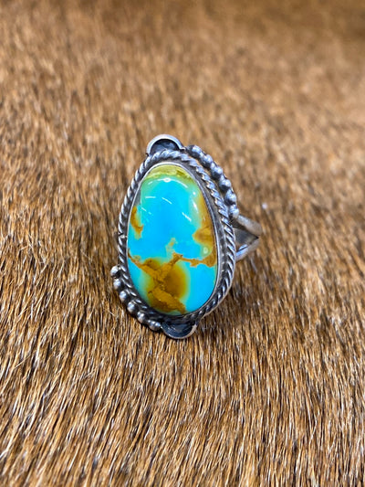 Karma Sterling Framed Turquoise Ring