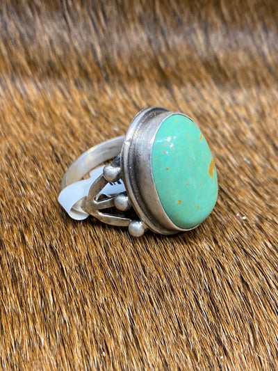 Aly Sterling Oval Turquoise Ring - Green