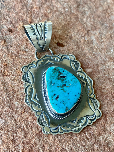 Fancy Framed Pendant With Turquoise Center