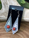 Sterling Stamped Diamond Earrings - Spiny