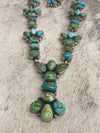 Eye Catching Sterling Turquoise Cluster Necklace Set