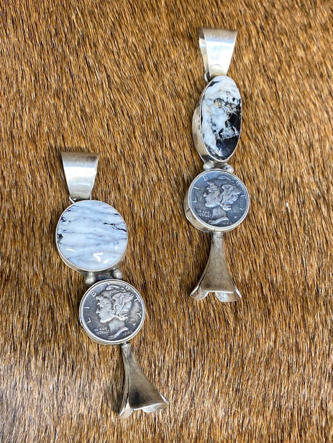 Caddo White Buffalo Liberty Flute Blossom Pendant