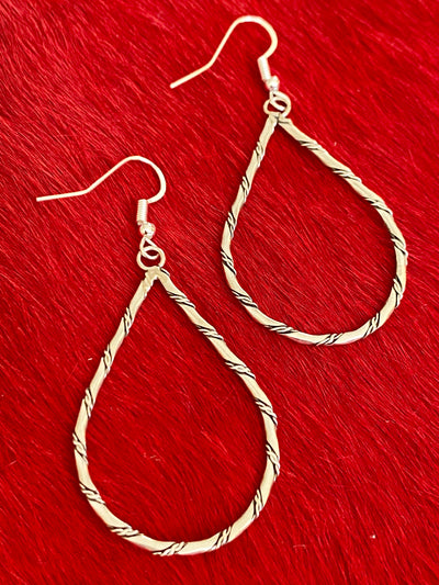 Freeport Sterling Silver Engraved Teardrop Earrings - 2.5"