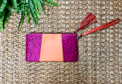 Quinn Leather and Hair on Hide Wristlet