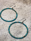 Brady Turquoise Cylinder Bead Hoop Earrings - 2"
