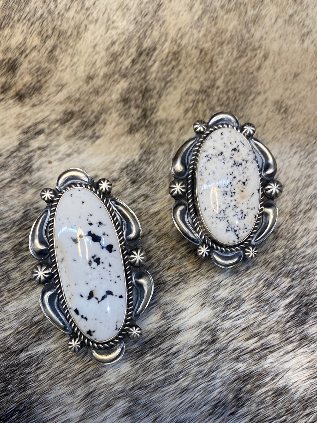 Zoe Sterling Framed White Buffalo Adjustable Ring