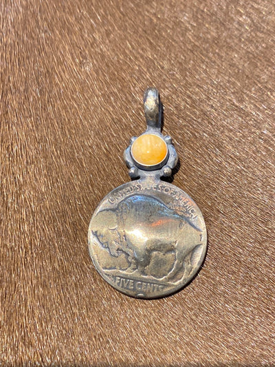 Orange Buffalo Nickel Pendant