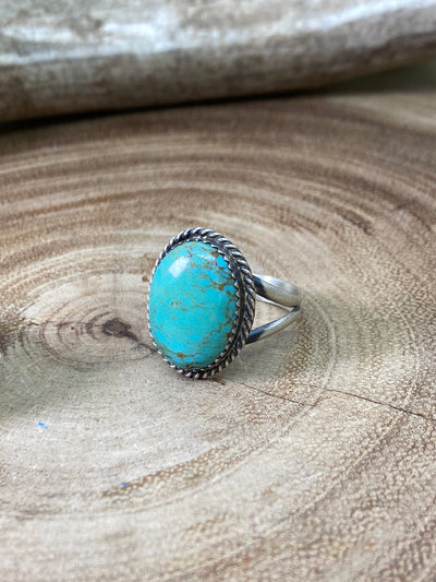 Alto Sterling Roped Oval Turquoise Ring - Green