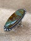 Bailey Sterling Burst Framed Oval Turquoise Ring - size 8
