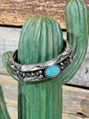 Browning Fashion Silver Wide Stamped Stretch Bracelet Oval Stone - Turquoise