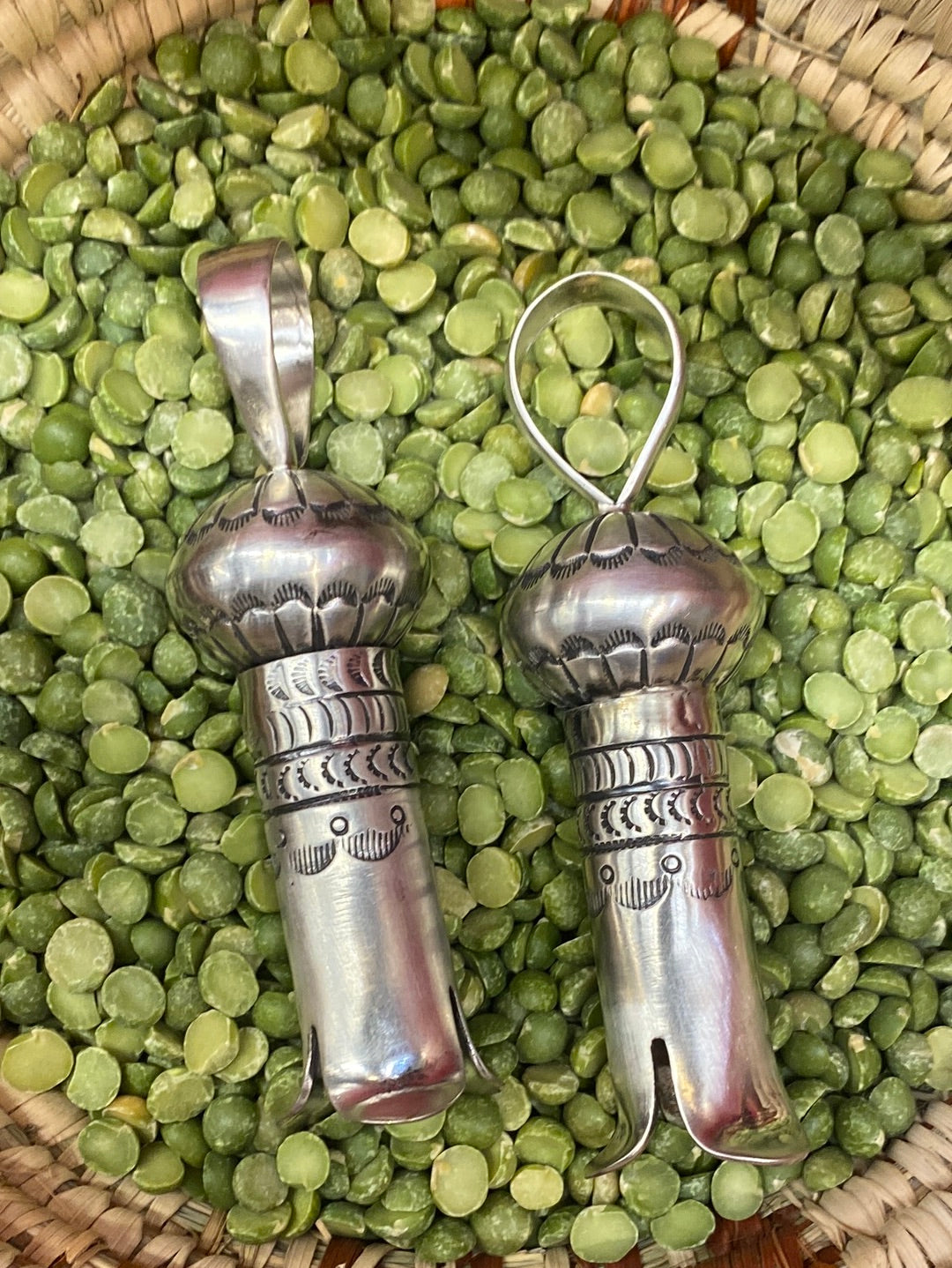 Maxx Stamped Sterling Flute Blossom Pendant -  3.5"