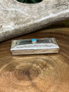 Beasley Stamped Sterling Pill Box With Turquoise Center Accent