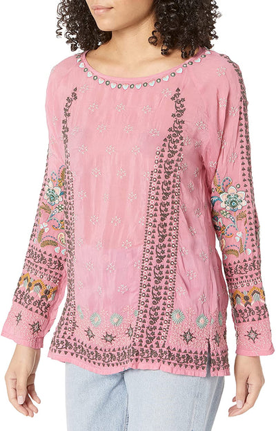 Johnny Was Bohemian Blouse Spring Rose