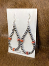 Juniper Navajo Teardrop Earrings With Stamped & Red Spiny Beads - 2.7"
