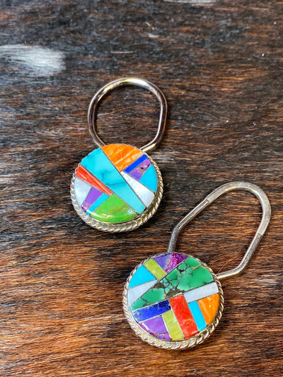 Sterling Multicolor Inlay Keychain