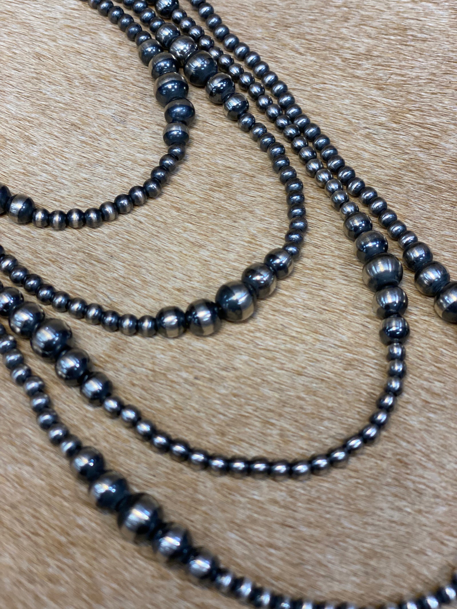 Carolina 5 Sterling Silver Varied Navajo Necklace