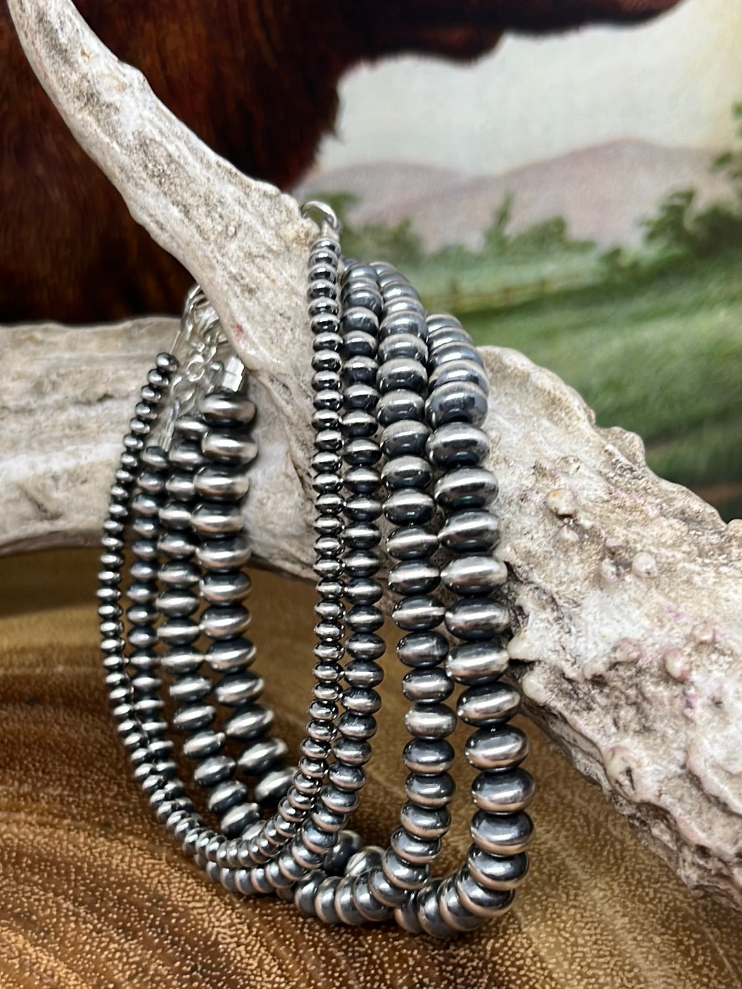 Sterling Silver Navajo Pearl Saucer Bead Bracelet By Artist Jake - 7g, Unsigned
