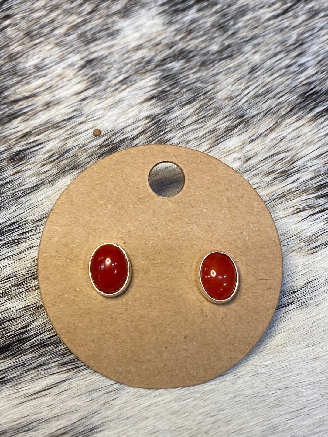 Bishop Italian Coral Oval Stud Earrings - 8mm