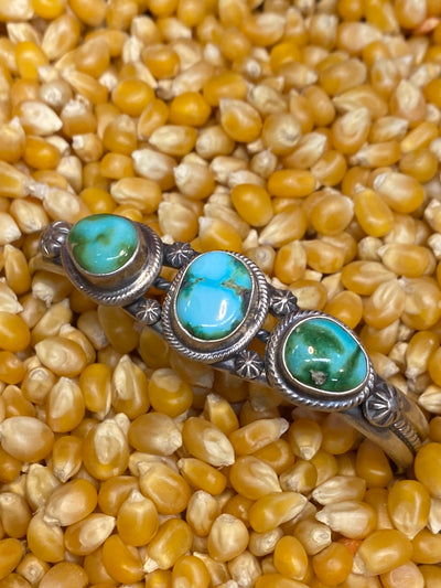 Faith Sterling 3 Stone Sonoran Gold Turquoise Cuff
