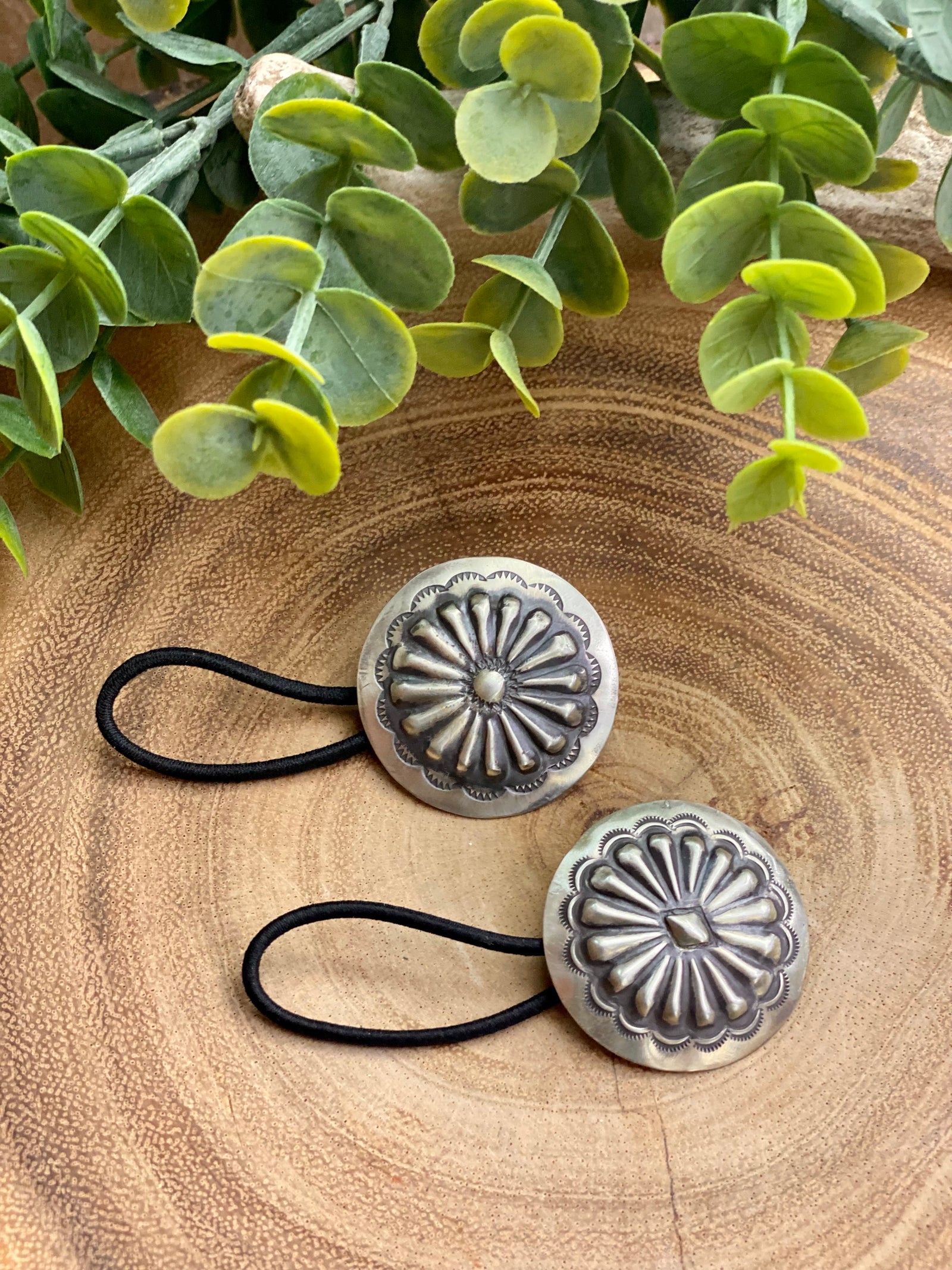 Francesca Sterling Concho Shield Hair Tie - 1.375"