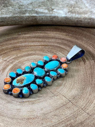 Denton Turquoise & Spiny Sterling Pendant - 3.5"