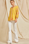 Baylee Bubble Sleeve Tassel Embroidered Blouse