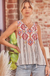 Tally Aztec Embroidered Tassel Top