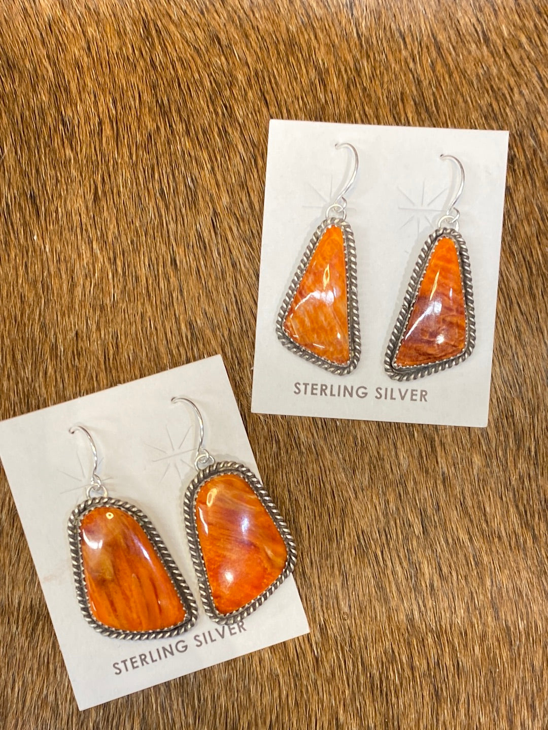 Virginia Spiny Orange Sterling Earrings