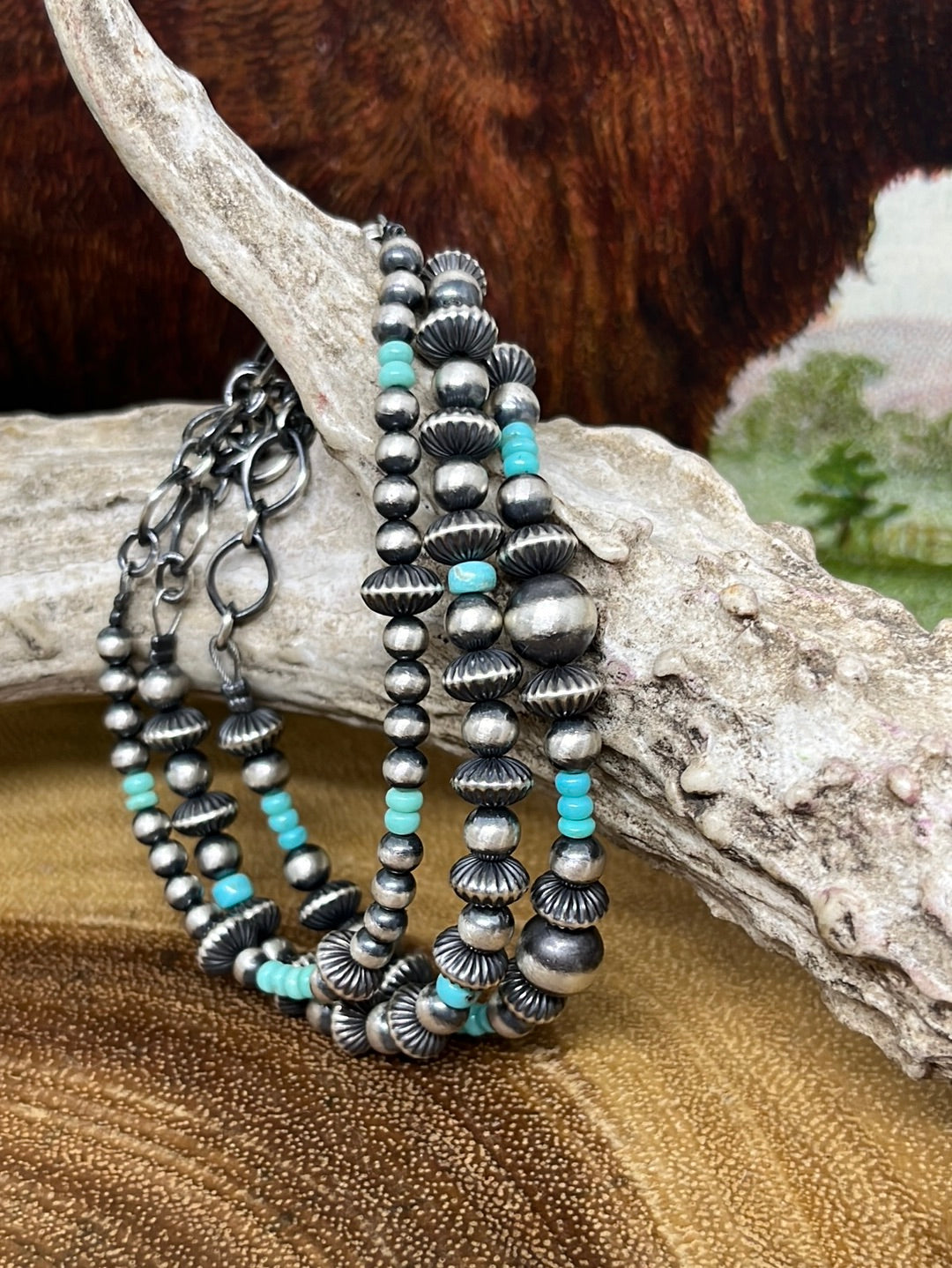 Sammie Varied Navajo Pearl and Turquoise Bracelet
