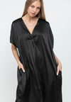 Olivia Satin Dress with Rhinestones & Pockets