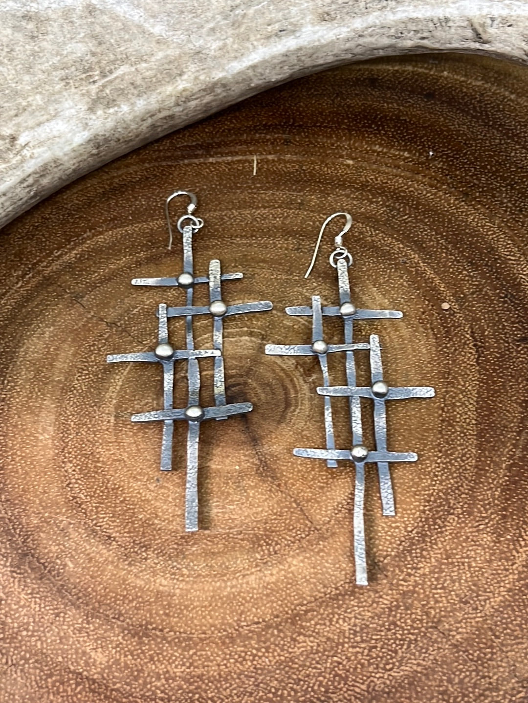 Isaiah Hammered Sterling Cross Earrings