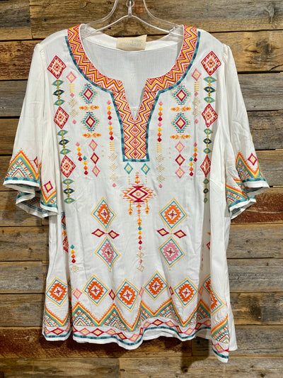 Haylie Half Sleeve Embroidered Blouse