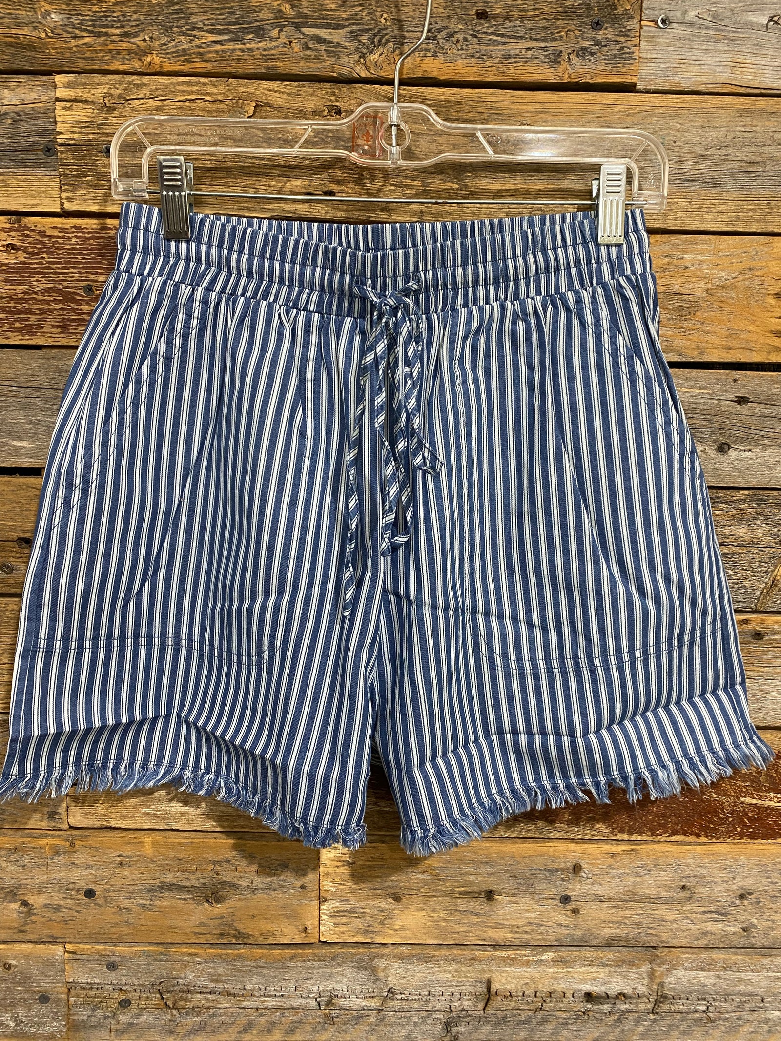 Washed Lt Denim Striped Shorts