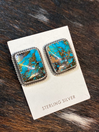 Allison Kingman Boulder Turquoise Stud Earrings