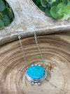 Burst of Beauty Sterling Link Chain With Turquoise Pendant - 16"