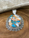 Leah Framed Turquoise & Spiny Mix Triangle Pendant