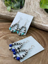 Tatum Varied Navajo Pearl Earrings With Gemstone Accent Beads - 1.75"