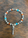 Chico Navajo Pearl Stretch Bracelet With Turquoise & Spiny Accents